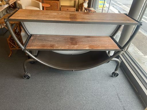 Industrial Modern Three-Shelf Trolley Cart Console Table