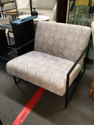 Mid Century Modern Chair with Metal Frame and Graduated Square Design