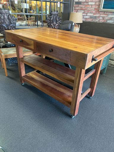 Custom Made Wood  Kitchen Island On Wheels