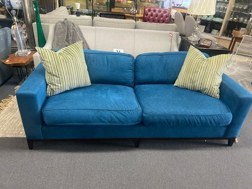 Functional Blue Sofa w/2 Striped Pillows
