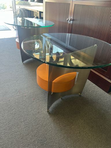Modern Glass Top End Table with Sleek Metal Frame