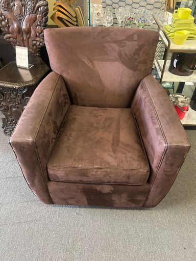 Crate & Barrel Glider Chair in Brown Suede