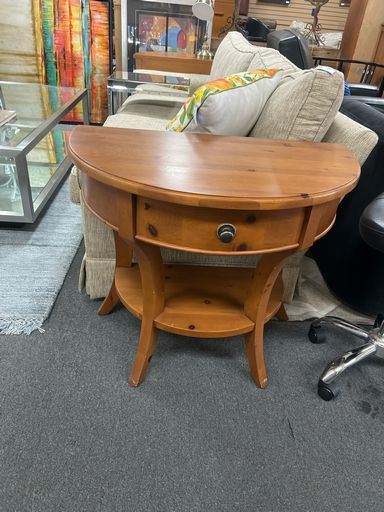 Demilune Nightstand in Knotty Pine Neutral Wood