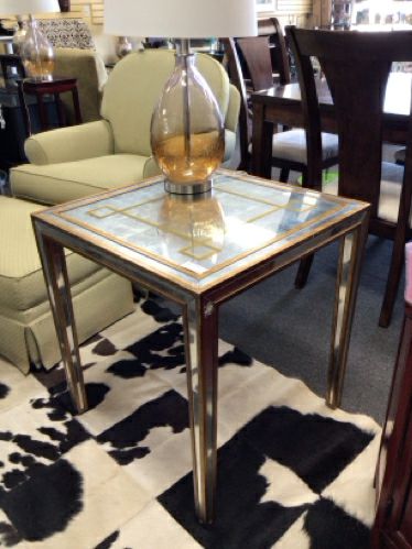 Drexel Mirrored End Table with Gold Finish