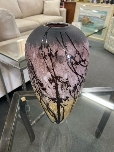 Galle Style Glass Vase Elegant Art Glass Décor Piece