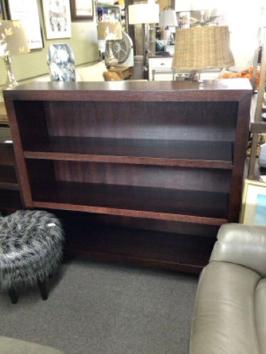 Gently Used Modern Three Shelf Bookcase in Dark Wood