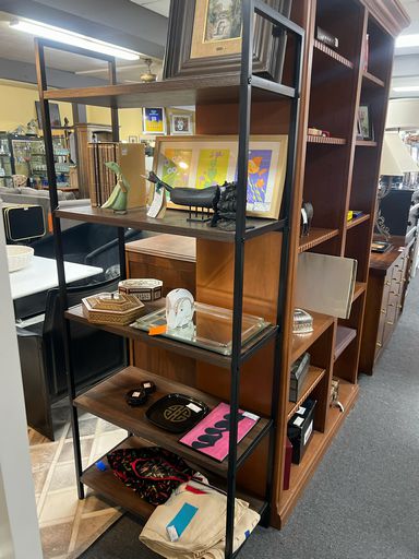 Industrial Bookcase w/ Wood Shelves and Metal Frame