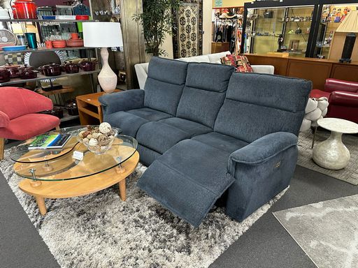 Lay Z Boy 3 Section Power Recliner Sofa in Soft Blue Fabric