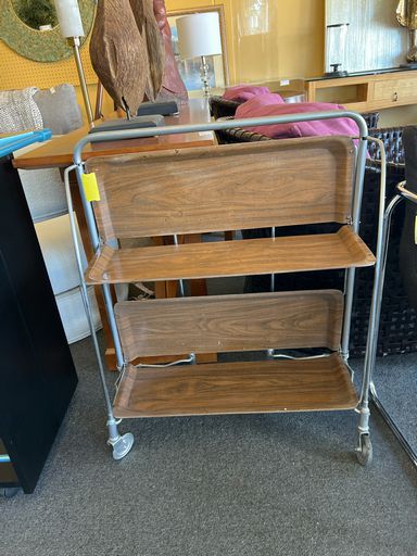 MCM Melamine Folding Tea Cart Mid-Century Modern Style