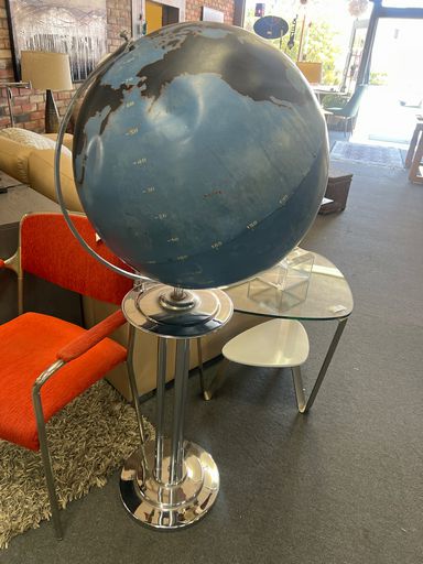 Mid-Century Modern Large Globe on Chrome Stand