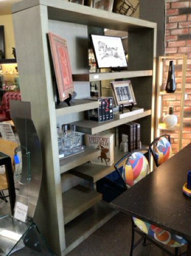 Modern Bookcase in a Seafoam Green and Light Gray Combination
