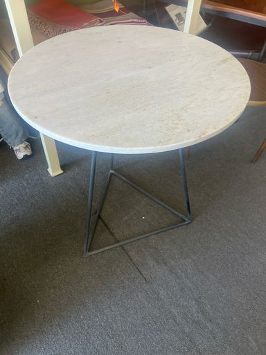 Modern End Table with Elegant Marble Top and Metal Base