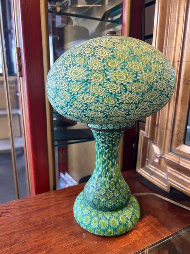 Murano Millefiori Green Glass Table Lamp  Elegant Décor