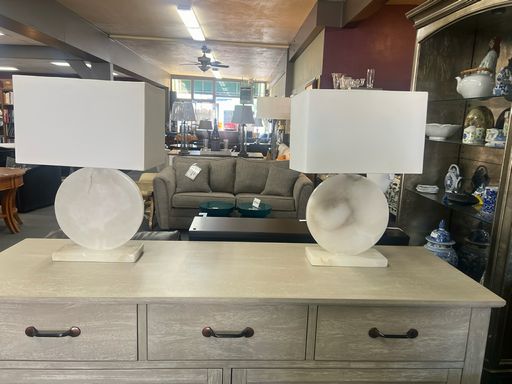 Pair of Pottery Barn Modern Marble Table Lamps