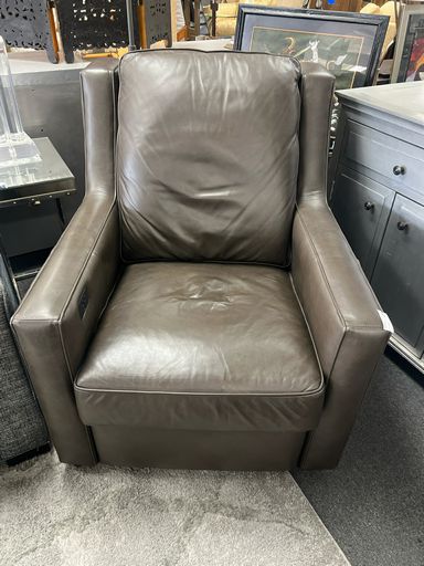 Wall Hugger Electrified Dark Truffle Leather Recliner by Woodbridge Interiors