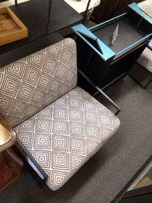 Mid Century Modern Chair with Metal Frame and Graduated Square Design