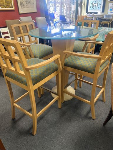 Art Deco Style Dining Set w/ Glass Top and 4 Chairs