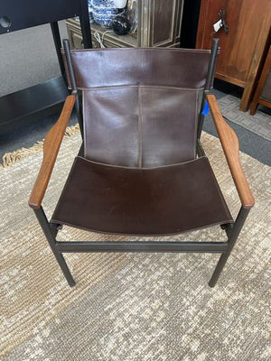 Amethyst Home Cisco Bros. Barcelona Leather Mid Century Modern Chair
