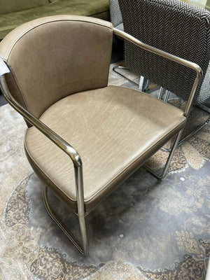 Celo Crate & Barrel 2 Beige Leather Chair with Crome Base