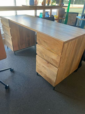 Double Pedestal Rustic Style Mango Wood Desk