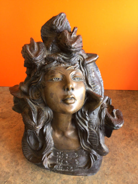 Norma Leon Medusa Head Sculpture in Bronze